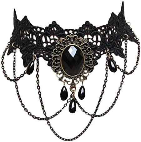 Shanghang Gothic Vintage Lace Choker Classic Black Necklace , Elegant Jewel For Party ,Length: About 35cm