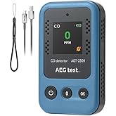 AEGTEST AGT-2309 Portable Carbon Monoxide Detector, 15-Day Standby, Rechargeable Mini CO Monitor with Lanyard for Travel & Camping, Handheld CO Meter with Audible & Visual Alerts, 0-1000ppm - Blue