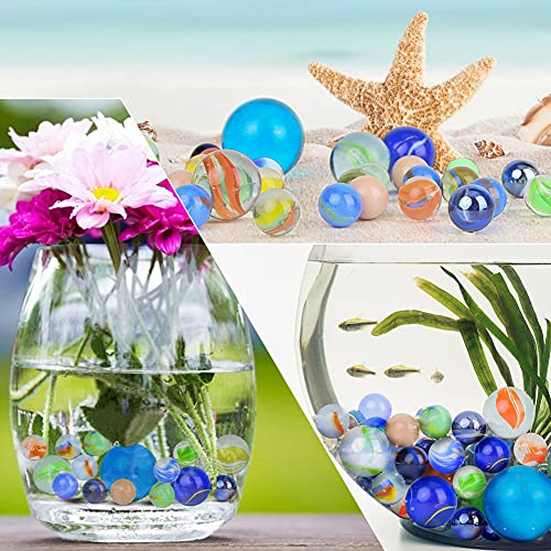 SallyFashion 66 PCS Glass Marbles, 3 Sizes Assorted Colors Round Marbles Toy, Variety of Patterns Marbles Bulk for Kids Marble Games, DIY and Home Decoration