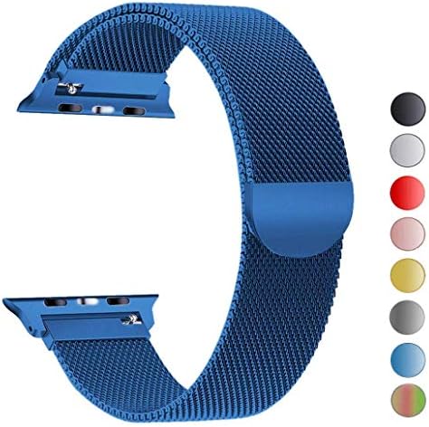 MouKou Straps for Apple Watch Series 4/3/2/1 38mm 40mm 42mm 44mm Milanese Mesh Loop with Magnetic Clasp Stainless Steel Replacement Strap