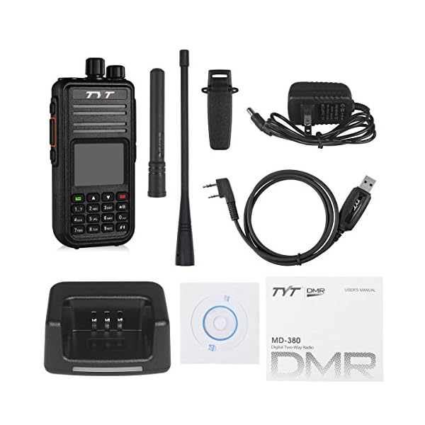 TYT-Tytera-MD-380-DMR-Digital-Radio-400-480UHF-Up-to-1000-Channels-with-Color-LCD-Display-Programming-Cable-and-2-Antenna-High-Gain-Antenna-in-cluded-Black