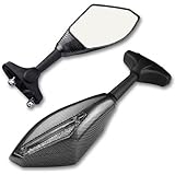 Sporty Motorcycle Amber LED Turn Signal Light Blinker Indicator Side Marker Integrated Carbon Fiber Style Racing Side Rear View Mirror for Suzuki SV650 Katana 600 750 GSX600F GSX750F
