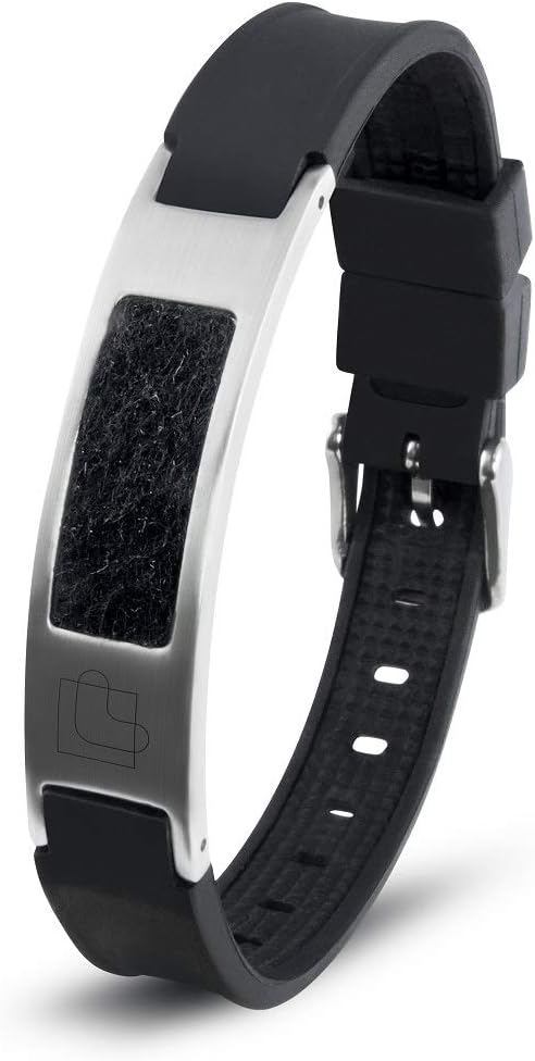 Lunavit Magnetic Jewelry Aroma Bracelet Made of Silicone and Stainless Steel for Women and Men, Black Sporty Power Bracelet, Length Adjustable