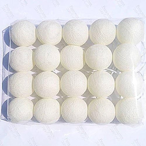 Chantubtimplaza Cotton Ball String Lights 20 Globes White Lantern Tone Party Fairy Wedding Christmas Patio Home Decorate