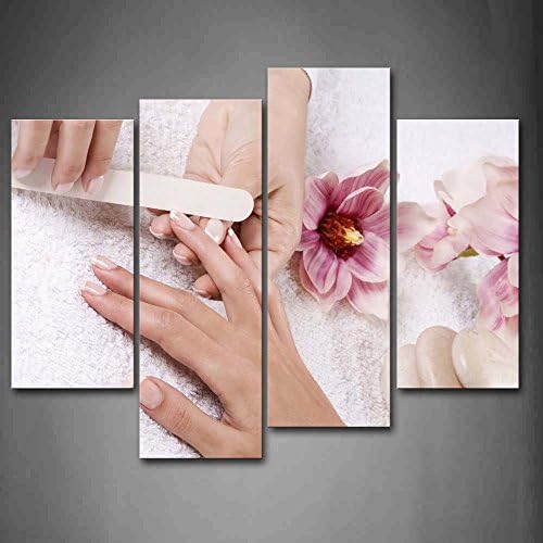 Pink Flowers Cabblestones Someone Is Nailpainting Wall Art Painting Pictures Print On Canvas Art The Picture For Home Modern Decoration