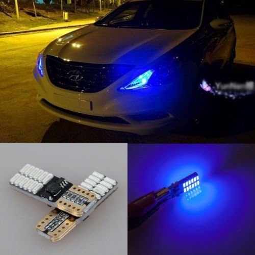 GFJMC 2-Piece T10 24-SMD 3014 Blue LED Bulb for W5W 194 168 2825 Car Side Wedge Light with Canbus
