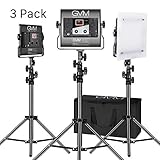GVM Led Video Lighting Kit,3pack with Digital Screen 2300K~6800K high Brightness with Stand Dimmable Bi-Color Video Lighting CRI97+ TLCI97 Led Light Panel for YouTube Studio Photography Video Shooting