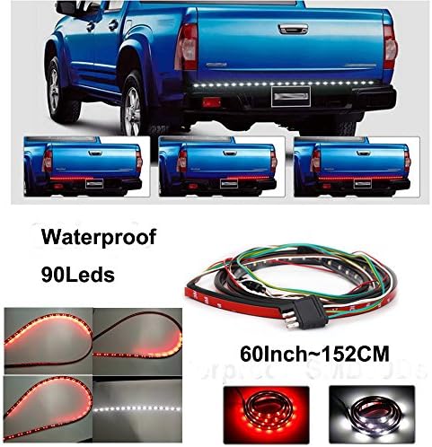 Homeyard 60Inch LED Truck Tailgate Light Strip Bar 90LEDs Red/White Reverse Stop Turn Signal Running for Pickup SUV RV Trailer
