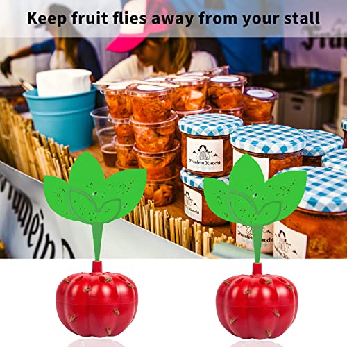 Fruchtfliegenfalle mit Köder Indoor, Küche Fruchtfliegenfalle mit Steck Fliegenfalle Klebeplatten, ungiftig und sicher, 2 Fallen + 1 Fliegenköder+12 Grüne Aufkleber Gegen Fliegen