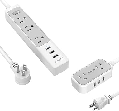 Amazon Com Power Strip With Usb Tessan Small Nightstand Desktop Charging Station With 3 Usb Charger Portable Extension Cord For Home Office Dorm Essentials Home Improvement