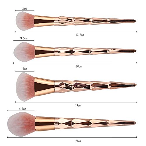Coshine 10pcs Unicorn Shiny Gold Diamond Makeup Brush Set Professional Foundation Powder Cream Blush Brush Kits