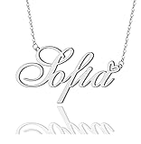 AOLO Sofia Heart Name Necklace Silver Stainless