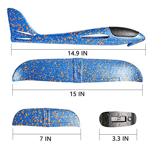 JCREN 4PCS 14.9inch Airplane Toy,Manual Throwing Model Foam Airplane Outdoor Sport Toys for Challenging Circling Functions Flying Aircraft Fun Best Outdoor Fun Gift for Kids Children(14.9inch) - Thumbnail 2