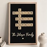 Pofily Personalized crossword family names wall decor, Crossword Scrabble Print, Custom Family Letter Tile, Name Puzzle, Gift for Lovers