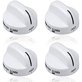 Range Burner Knob White 8273104, Gas Stove Knob Replacement Part Fit for Whirlpool &amp; Sears - Replaces WP8273104 PS393679-4 Pack