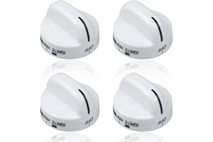 REYHOAR Range Burner Knob White 8273104, Gas Stove Knob Replacement Part Fit for Whirlpool & Sears - Replaces WP8273104 PS393679-4 Pack