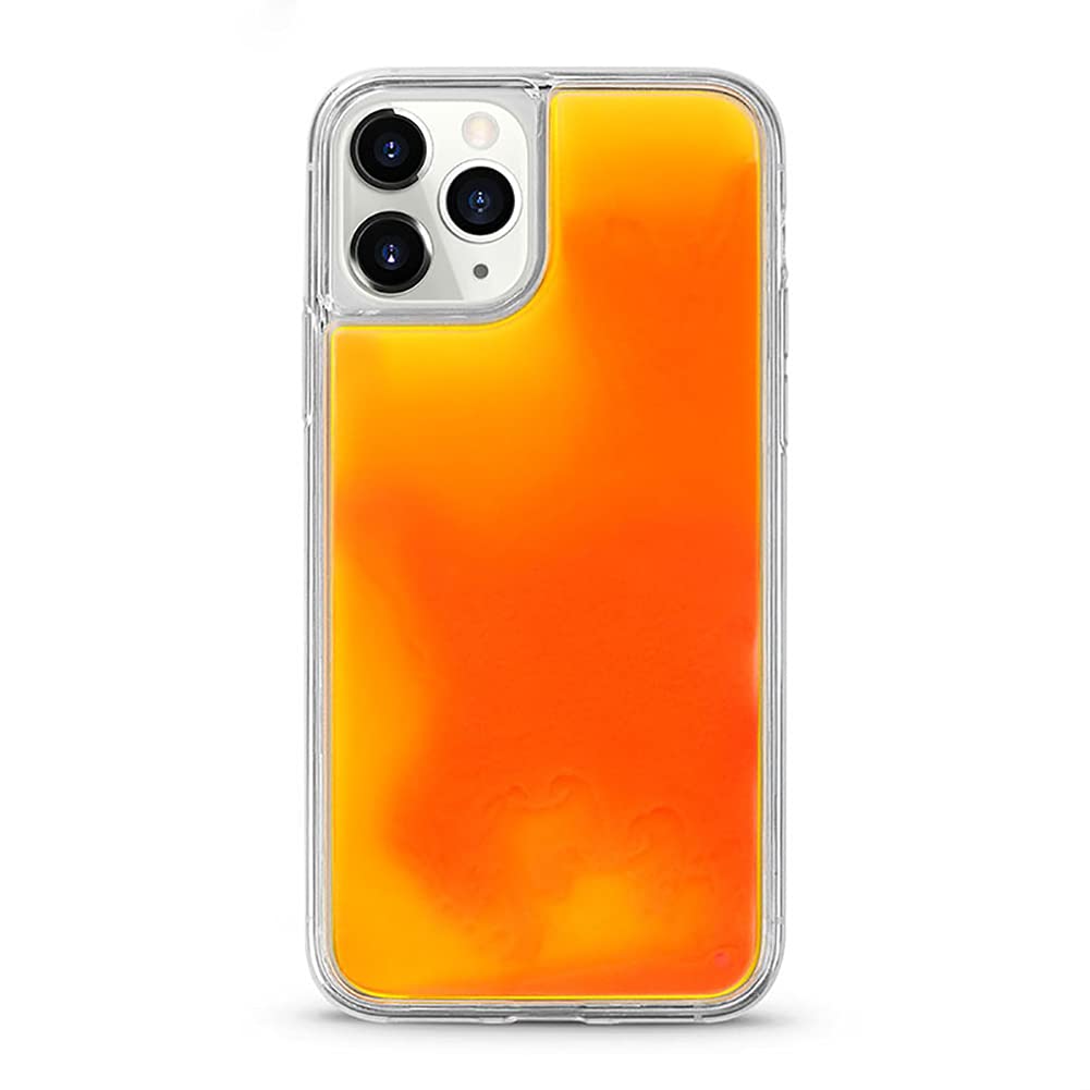Yatchen Liquid Fluorescent Case for iPhone 15 Pro,Luxury Fun Glow in The Darkness Quicksand Clear Hard PC + Soft TPU Bumper Luminous Shockproof Protector for iPhone 15 Pro Orange
