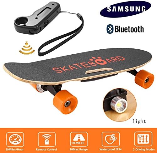 Garain Single Hub Motor 350W Electric Cruiser Skateboard, Penny Board with Bluetooth Speaker Front Light Remote Control
