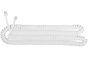 Uvital 1 Pack 25FT White Extra Long Phone Handset Cord(Coiled Length 3FT), Phone Cord for Landline, RJ9 Telephone Cords for Landline Phones