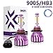 HB3 9005 Car LED Headlight Bulbs Conversion Kit for High Beam or Low Beam or Fog Lamp 6000K Cool White Headlamp 12000lm 4-Side COB Chips 360 Degree Beam Angle