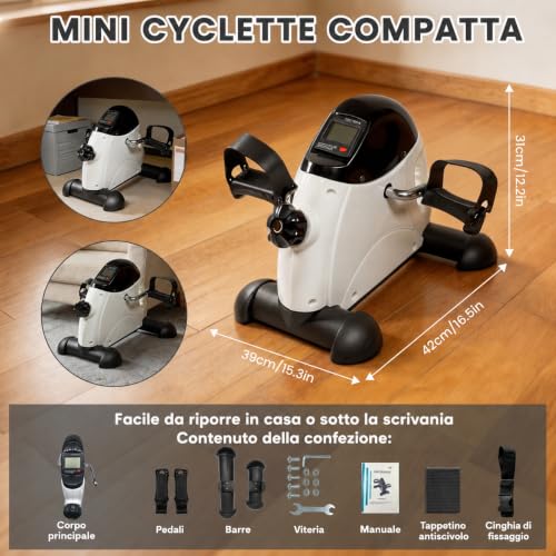 Static Pedals for Elderly for Leg and Arm Rehabilitation Exercises, Compact Pedals, Portable and Easy to Assemble and Use, Mini Exercise Bike, Black