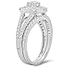 Dazzlingrock Collection 1.00 Carat (Cttw) 10K Round Diamond Split Shank Halo Engagement Ring Set, Solid White Gold, Size 8