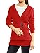 Allegra K Shawl Collar Buttons Decor Hooded Tunic Sweater Red / S