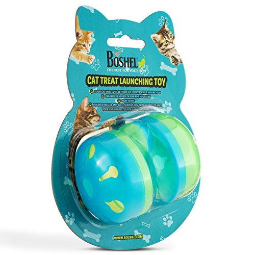 BOSHEL Cat Toys - Cat Treat Dispenser Toy - Cat Roller Toy with Cat Toy Ball Track Feature - Interactive Food Dispensing Treat Ball Toy - IQ Cat Toy - Cat Interactive Toy Ball - Playful Fun Cat Toys