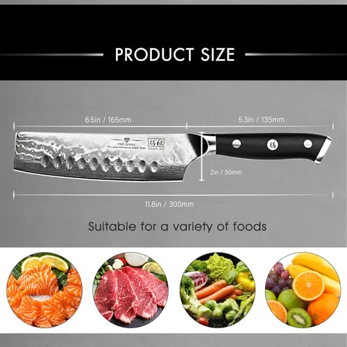 SHAN ZU Nakiri Damascus Kitchen Knife, 16.5cm Japanese Vegetable Knife, 67 Layers Damascus Steel Chef Knife, Professional Chef Knife with G10 Handle