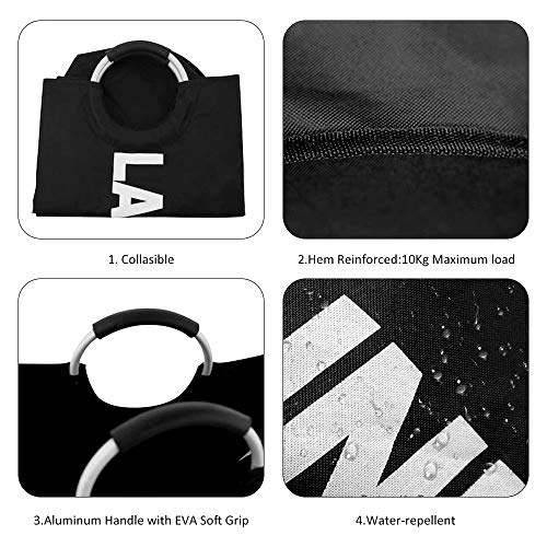 TEHOOK Tall Collapsible Laundry Basket, 82L Fabric Laundry Hamper with