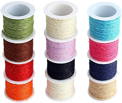 Colorful Jute Rope Twine For Arts &amp; Crafts Present Wrapping DIY Gift 10 Yards/Spool Pack of 12 (3mm)