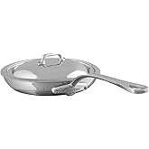 Mauviel M'Cook 5-Ply Polished Stainless Steel Frying Pan With Cast Stainless Steel Handle and Lid, 11-in, Made In France