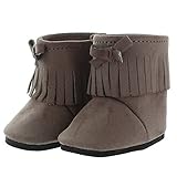 Pink Butterfly Closet Doll Shoes - Brown Fashion Boots Shoes Fits American Girl Dolls, My Life Doll and Other 18 inches Dolls
