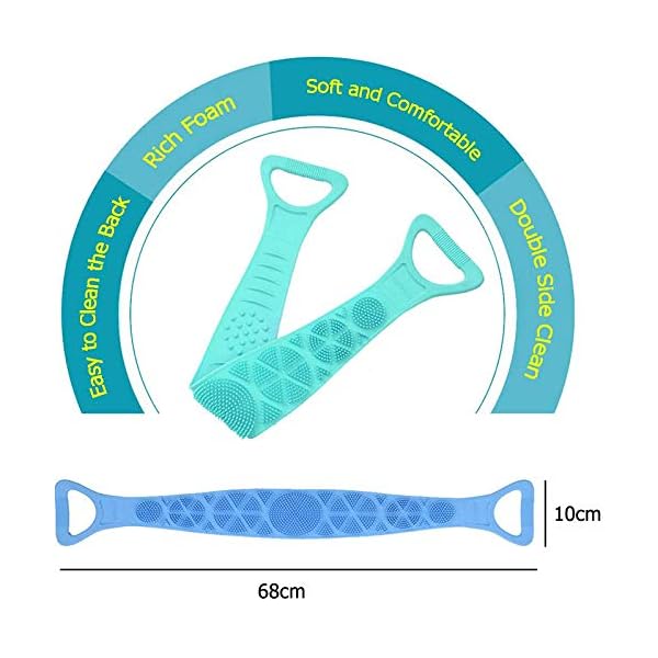 Extended-Silicone-Bath-Body-Brush-Bath-Exfoliating-Silicone-Body-Back-Scrubber-for-Shower-Body-Washer-Silicone-Body-ExfoliatorBathing-Accessories-Long-Handle-Green Silicone Bath Body Brush, Bath Exfoliating Silicone Body Back Scrubber for Shower, Extended 70 cm Exfoliating Body…
