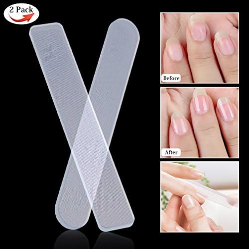 PINPAI Glass Nail Buffer Shiner, Professional Manicure &amp; Polisher Kit for Natural Nails, Premium Non-chemical Hazard Tempered Glass Nail Shiner with Case (2 Pcs/set)