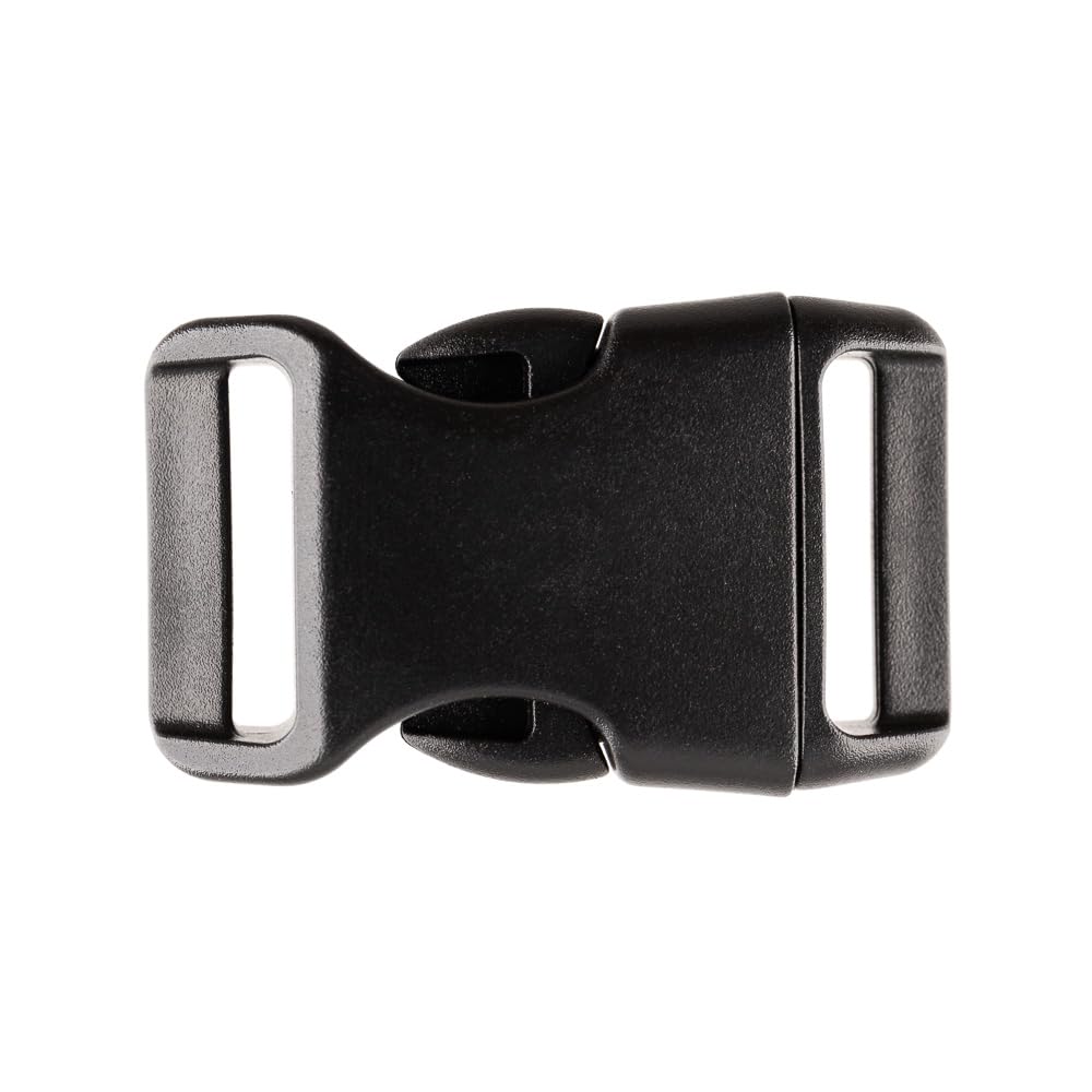 Black Plastic Side Release Buckles for Paracord Bracelets (3/4 Inch, 25 Pack)