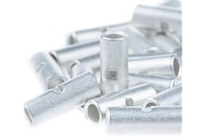 AIRIC Non Insulated Butt Connectors 100pcs 12-10 Gauge Electrical Wire Seamless Uninsulated Butt Connectors Crimp Ferrule Terminals