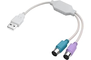 ELFJMZP USB to PS2 Converter Cable, 2-in-1 USB A to PS/2 Adapter for Keyboard Mouse, Plug and Play Compatible with Industrial