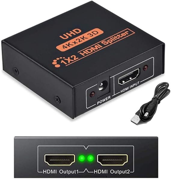 HDMI Splitter 1 x 2,Répartiteur HDMI 1080p, HDMI mâle vers double HDMI