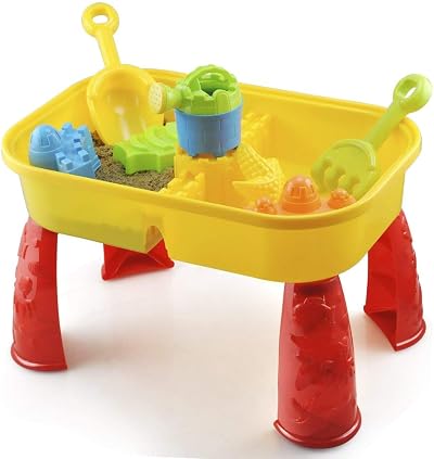 KandyToys Sand and Water Table with Lid and Accessories Kids Outdoor Play