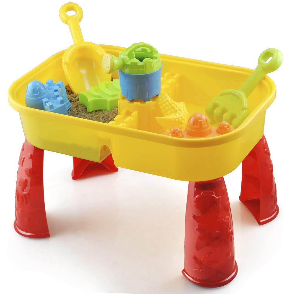 KandyToys Sand and Water Table with Lid and Accessories - Kids Outdoor Play Garden Sandpit