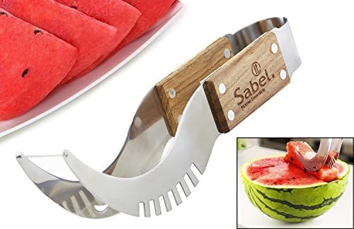 Sabel Home Essentials Premium Wood Watermelon Melon Cutter Slicer Corer Server Knife