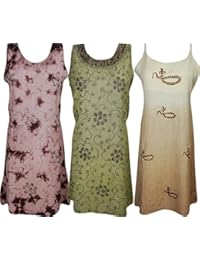Wholesale Lot Of 3 Womens Shift Dress Tie Back Embroidered Fantasy Island Bohemian Sundress