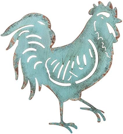 Plaques & Wall Art - Everydecor Metal Rooster Wall Decor - Blue French Rooster for Kitchen Decor and Yard Art - Hanging Farmhouse Sign for Indoor and Outdoor Use - Decorative and Lightweight
