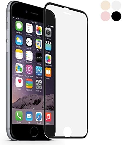 Metal 3D Full Coverage iPhone 8, 7, 6S, 6 Screen Protector Glass, Tempered Glass Screen Protector for Apple iPhone 6S, iPhone 6 7 8 (BLACK)