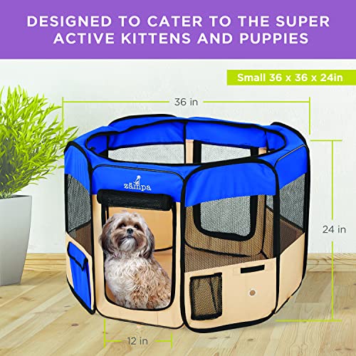 Zampa Puppy Playpen Small 36"x36"x24" Portable Pop Up Playpen for Dog