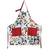 Love Potato Cute Cartoon Dala Horse Design Adjustable Kitchen Cooking Apron for Women with 2 Pockets, Red