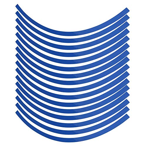 Wheel Stickers,Set of PVC Reflective Pinstripe Steering Wheel Tape Sticker Universal Decoration Film for 16-19 inch Car Bike Mortorcycle Wheels (Blue)