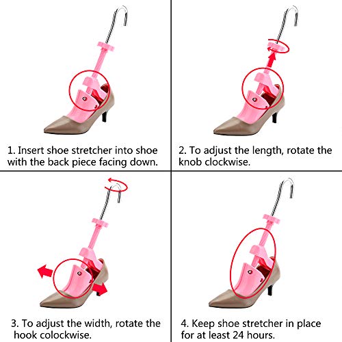 Minerva Shoe Stretcher for Women High Heel Shoes, Tough Plastic Shoe Trees for Women Shoes Width and Length - 2 Way Adjustable Shoe Shaper (Women's Size 5-9) - Thumbnail 5