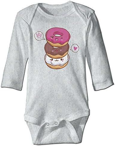 Itongquy Three Cute Kawaii Donuts Fashion Newborn Baby Suit Climb(Long Sleeve) 6 M Ash